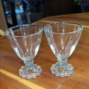 Vintage 1960s MCM Anchor Hocking Boopie Footed Liqueur Cordial Glasses Set of 2